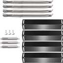 Yiming Grill Replacement Parts for Charbroil 4 Burner 463211512, 463211513, 463211514 Grill Model, Grill Burner Tube (1 Burner with Bracket), Heat Tent Shield, Carryover Tube Replacement Kit.