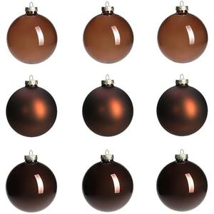AOMOONOA Brown Glass Christmas Ball Ornaments for Xmas Tree, 3.15” Christmas Hanging Ornaments Set of 9 Xmas Baubles for Holiday Party Decorations Gifts