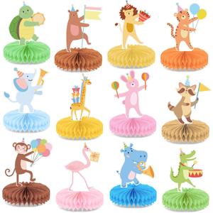 12 PCS Animal Parade Party Honeycomb Centerpieces Safari Party Table Decorations 3D Animal Parade Table Centerpieces for Boys Girls Zoo Safari Jungle Theme Birthday Parties Baby Shower Home Decor