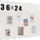 Scalloped Felt Bulletin Board 36 x 24 Inches Foldable Beige Pin Cork Board Alternative for Wall, 3' x 2' Trifold Picture Vision Self Adhesive Bulletin Decorative