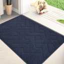 PURRUGS Dirt Trapping Door Mat 24" x 35.5", Non-Slip Machine Washable Entry Rug, Dog Doormat, Indoor Front Door Mat, Super Absorbent Entryway Rug for Muddy Shoes & Paws, Navy Blue
