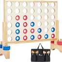 Pointyard Giant Wooden 4 in A Row Game 2.8Ft, Indoor and Outdoor Jumbo Board Game for Teens,Includes 42 Pcs Chips & Durable Carrying Bag, Halloween Christmas Party Gifts for Kids Adults Lovers