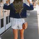 JMOJO 2026 Cropped Denim Jacket for Women Stretchy Fitted with 2 Pockets Lightweight Trendy Short Jean Shacket
