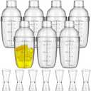 5 and 7 Plastic Cocktail Shaker Set Drink Mixer with Mark Clear Drink Cocktail Shaker and Measuring Jigger Set Ounce Cup Clear for Bar Party Home Use Wine Bar(11.8oz)