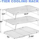 Tebery 304 Grade Stainless Steel Baking Rack 3-Tier Stackable Cooling Rack Set for Baking Cooking Grilling - 16.5" x 12"