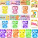 24 Pack Valentines Day Bear Toys, Valentines Day Cards for Kids for Classroom Gifts Exchange Prize, Sen Sory Stress Relief Valentine's Party Favors Gift Exchange Rewards