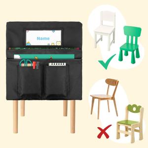 11 Pack Chair Pockets for Classrooms, 35x34 Seat Sacks for Classroom Chairs k-2 with Name Slot, Small Chair Pockets for Kindergarten, School, Home Seating Storage (Black),