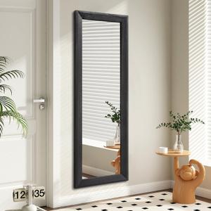 AAZZKANG Full Length Mirror with Wood Framed Modern Large Wall Mirrors 43"x14" Rectangle for Bedroom Living Room Bathroom Dressing Room Entryway Hanging Black