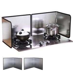 KorsiKato 4 Sided Grease Splatter Guard Foldable Splatter Guard for Stove Stainless Steel Oil Splatter Screens Backsplash for Wall Gas Range Frying Pan Camping(Size:15.7×31.5×15.7inches)