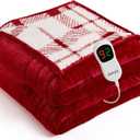 Heated Electric Blanket Full Size - 72"x84" Flannel Heating Blanket with 10 Heating Levels & 5 Time Settings Over-Heat Protection, Winter Warmer for Adults with ETL CertificationRed