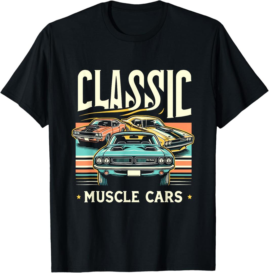 Classic Muscle Car Classic Vintage American Car T-Shirt (Black, XL)