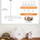 VONLUCE 20" Drum Chandelier, 3-Light White Fabric Pendant Light Fixture