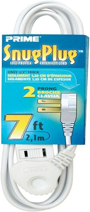 Prime Wire & Cable EC920607 7-Feet 16/2 SPT-2 3-Outlet Cord, White (Single Pack)