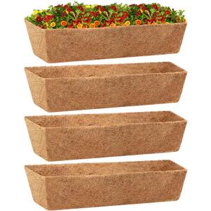 Legigo 4 Pack 24 Inch Square Coco Liners Planter Baskets Liner- Natural Coconut Coir Basket Liner Replacement, Window Box Liners Trough Coconut Liners for Wall Planter Garden Deck Fence Flower Baskets