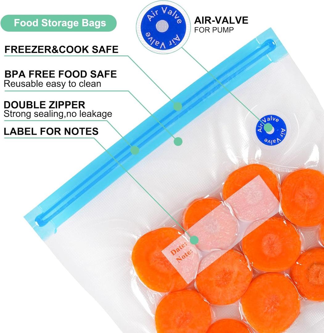 Bags 31 Pcs ,Reusable BPA Free Vacuum Sealer Bags Vacuum Food Storage Bags for Cooking/Food Storage/Microwave Heating