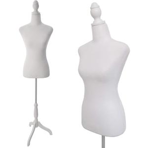 Female Dress Form Mannequin Torso Body with Adjustable Tripod Stand Dress Jewelry Display (White)