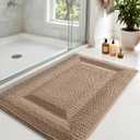 DEXI Bath Mats for Bathroom 24x36, Non Slip Washable Bathroom Rug, Thick Soft Chenille Absorbent Bathmat for Shower Floor, Fluffy Shaggy Carpet for Tub, Dark Beige