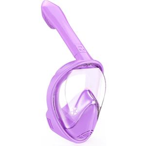 Kids Snorkel Mask Full Face, Snorkeling Gear for Kids 2-14 with Camera Mount, 180 Degree Panoramic View Snorkeling Set Anti-Fog Anti-Leak (Purple)