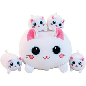 Cat Plush Stuffed Animals with 4 Kitties Plushies,16" Soft Jumbo Pillow Gifts for Kids Him Her Girlfriend Boyfriend