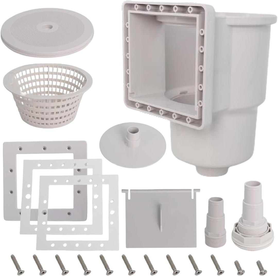 Wadoy SP1091LX Above Ground Pool Skimmer Dyna-Skim with Accessories Compatible with Hayward Pool Skimmer Accessories Kit for 6" Standard Pool Wall Openings