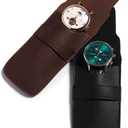 Single Watch Gift Pouch Portable PU Leather Travel Watch Storage Bag for Men and Women(Brown)