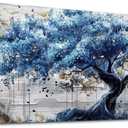 ERQINHUA Canvas Wall Art For Living Room Large Wall Decor For Bedroom Office Decor Blue Tree Wall Paintings Farmhouse Abstract Watercolour Pictures Artwork Home Decor Ready To Hang Posters 24"X48" (48L" x 24W", Blue Tree Painting 1)