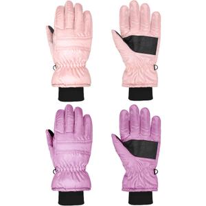 2 Pairs Kids Ski Gloves Waterproof Winter Mittens Warm Full Finger Gloves Snow Gloves for Children (Pink and Violet, 1 - 3 Years)