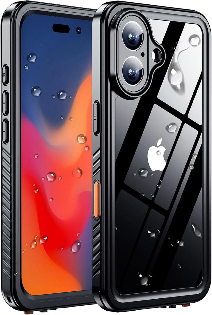 MOZOTER for iPhone 16 Plus Case Waterproof,[IPX8 Underwater Case][Full Body Shockproof & Military Dropproof] Clear Sound Quality Built-in Screen Protector for iPhone 16 Plus 6.7 inch-Black