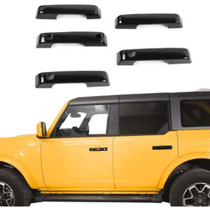 Jeliker for Bronco Door Handle Inserts Trim Cover, Tailgate Handle Cover for Ford Bronco 2021 2022 2023 Black Exterior Accessories 5pcs (NOT for Sport)