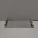 1 Pack Instant Dry Sink Caddy, Water Absorbent Diatomite Tray for Sink, Stone Drying Tray with Metal Handle, Keeping Kitchen and Bathroom Tidy and Clean  (Dark Grey & Gold Handle, Large & Small)