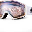 FEISEDY Ski Goggles, OTG Snow Sport Goggles for Adult Youth, Anti-Fog UV400 Protection Bendable Dual-Lenses B2961
(Orange Vlt 53%)