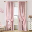 Cottage Core Whimsical Curtains,Pink Fairy Blackout Cottagecore Fancy Curtains for Living Room Bedroom 96 Inches Long, 50"W x 96"L
