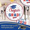 200 Pcs Graduation Table Decorations Party Supplies - Red Blue Graduation Plates and Napkins Class of 2026 Disposable Dinnerware Set for College High School Congrats Grad Party Favors, Serve 50