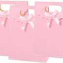 12pcs Pink Bow Gift Bags with HandlesPaper Flap Bags for Barbie Party Favors, Mothers Day, Weddings, Birthday Celebration, Baby ShowerGraduationValentine's Day8.265.72.36inch