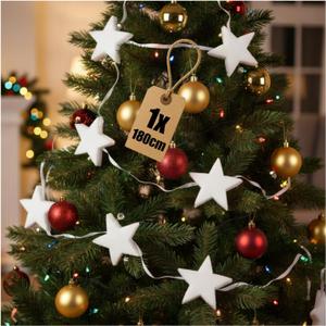 New Years garland, stars, bell, white