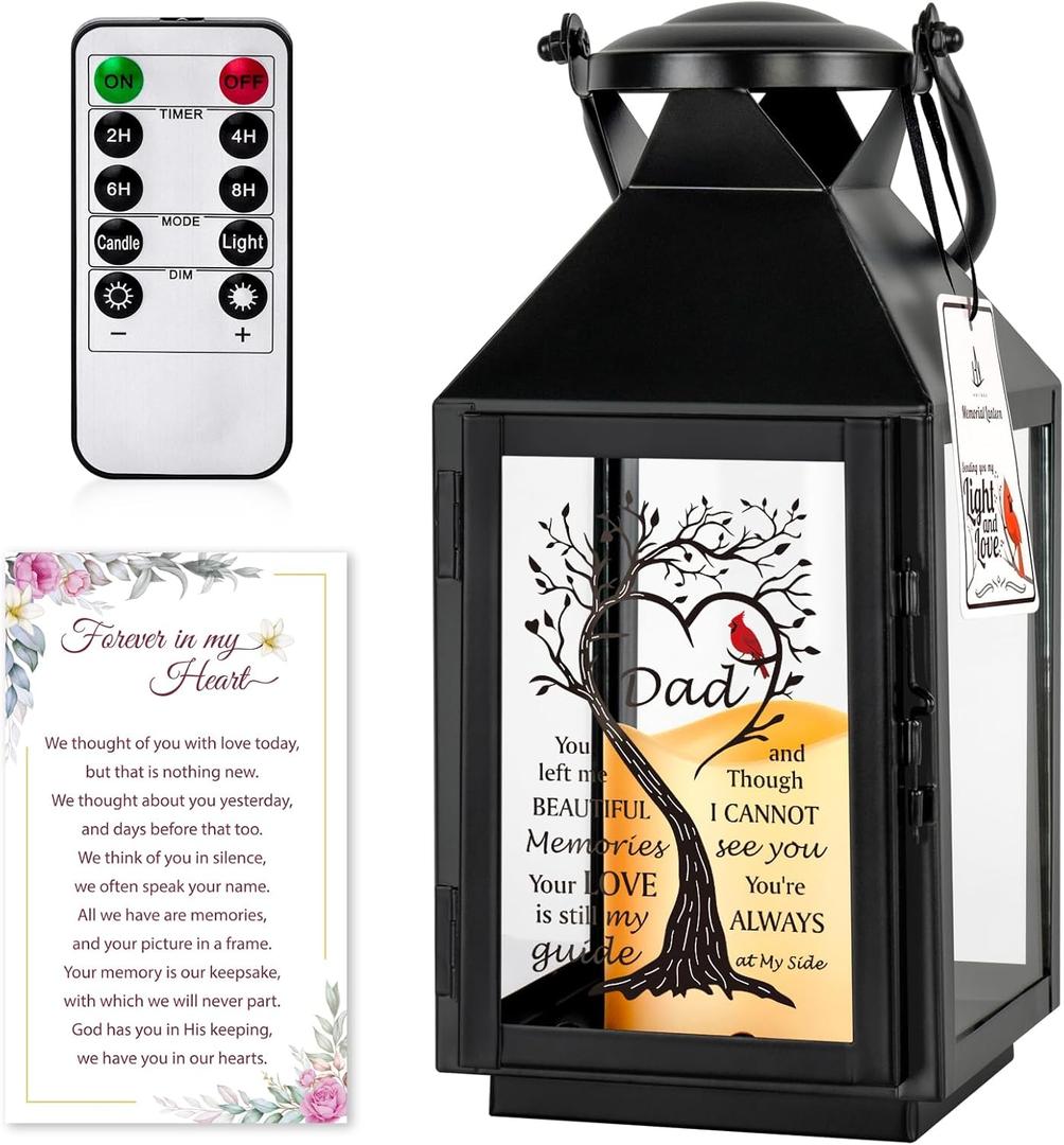 Memorial Lantern - Bereavement Sympathy Gift for Loss of Loved One, Father, Dad - Remembrance Gift