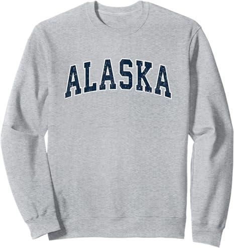 Alaska AK Vintage Sports Design Navy Design Sweatshirt 2XL