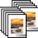 JCJMY 10 Packs 11x14 Picture Frame, Display 8x10 with Mat or 11x14 Without Mat, Black Gallery Wall Frame Set, 11 by 14 Frames Bulk Set of 10 Collage Wall Decor Photo Frames Set for Wall, Black