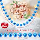 Briwooody 2 Pcs 18ft Christmas Bead Garland 1/2" in Diameter Hanging Christmas Tree Bead Chain DIY Craft String Pearls for Xmas Tree Ornaments, Holiday Party Decor(Royal Blue)