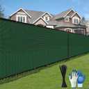 Privacy Fence Screen,with Gloves, 6X50FT Heavy Duty 220GSM 98% Blockage Privacy Screen Fence for Outdoor Wall Garden Yard Backyard (Dark Green)