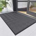 Durable Indoor Outdoor Door Mat, 4' x 3' Heavy Duty Front Door Mat for Entryway, Non-Slip Backing, Stain and Fade Resistant, Absorbent Commercial Floor Mat for High Traffic Area, Gray-Diamond