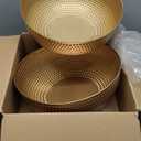 Pickmesh 2 Pcs Gold Hammered Bowls Large Metal Fruit Decorative Bowls for Serving Food Kitchen Counter Table(14 Inches)