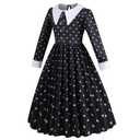 Chektin Black Princess Dress for Girls Halloween Costume Kids Long Sleeve Cosplay Birthday Party with Accessories 6-7 Years