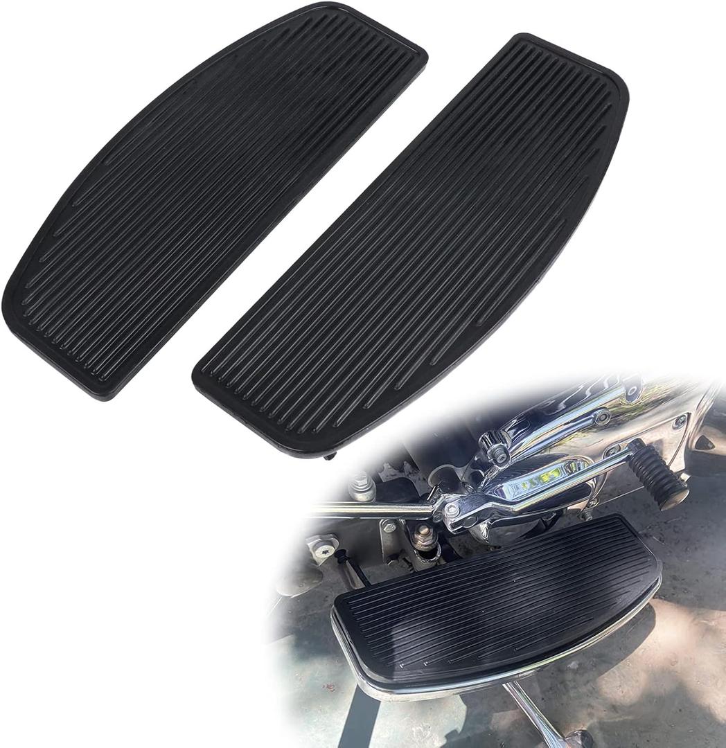 AUFER 2Pcs Motorcycle Front Driver Rider Inserts Floorboards Foot Peg Footrest Footboards Compatible With For Touring Electra Glide Road Glide Road King Softail (Black)