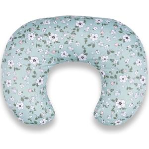 Nursing Pillow for Breastfeeding & Bottle Feeding - Ergonomic C-Shape Design with Breathable Filling & Removable Washable Cover, Supports 0-12 Months (Feeding, Tummy Time, Sitting) (Flowers Green)