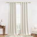 Cream Linen Blackout Curtains 108 Length 2 Panels Set for Living Room Bedroom, 100% Black Out Thermal Insulated Linen Drapes, Room Darkening Grommet Curtains 108 Inches Long Natural Beige