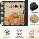 MEHOFOND Hello Pumpkin Kitchen Mats Set of 2, Fall Thanksgiving Decor Mat, Buffalo Plaid Farmhouse Autumn Harvest Pumpkin Thankful Holiday Absorbent Non Slip Anti Fatigue Rugs 17 x 29 and 17 x 47 in