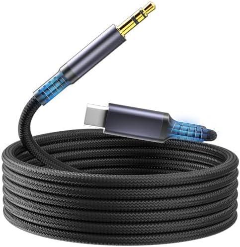 JHAOUS Aux to USB C, USB C to 3.5mm Audio Jack Cable 4.3 ft, Type C to Headphone Cord Car Aux Cable，Compatible for iPhone 16 15 iPad Pro Max, Samsung Galaxy S24 S23 S22 S21 Pixel 4 5, Speakers Black
