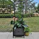 Zhongma 15.75 x 15.75 x 55 in Raised Garden Bed with Trellis,Heavy Duty Plant Box for Climbing Plants with Drainage Hole, Metal Lattice Planter Gardon Box with Inner Fabric Liners.