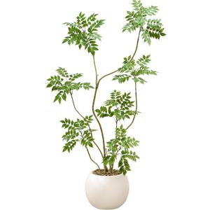 Artificial Mahonia Fortunei Tree 6ft,Tall Fake Plant Artificial Sumac Tree, Faux Plants Indoor Fake Plants Decor with Pots for Home Office Bathroom Bedroom Living Room Decorations Housewarming (Green)